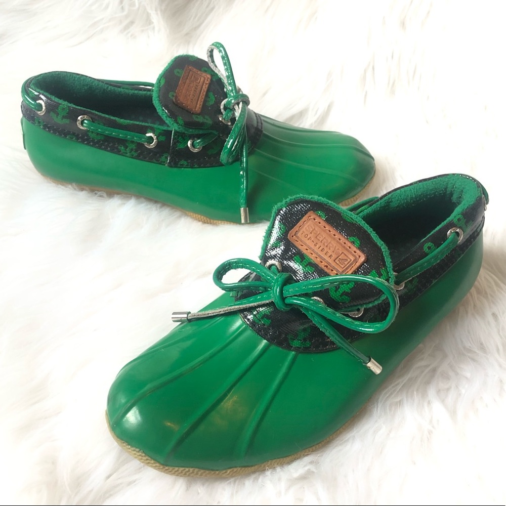 Sperry Women's Top Sider Green Duck Shoes 6.5